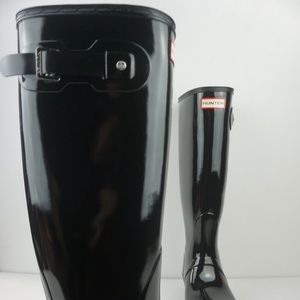 Hunter original tall black boots gloss